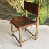 Unique Hungarian Artisanal Oak and Leather Chair
