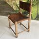 Chaise artisanale hongroise unique en chêne et cuir