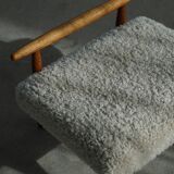 Eivind A. Johansen, oak footrest with light lambswool padding for FDB Møbler