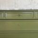 Louis XVI style olive green commode with marble.