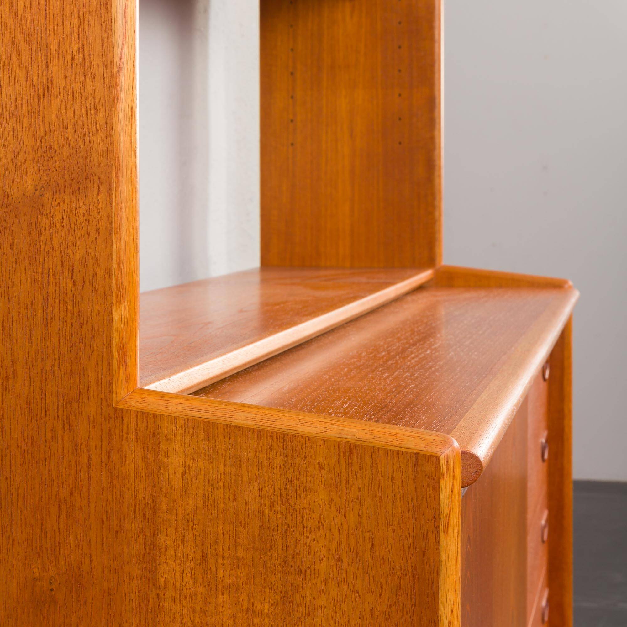 Danish vintage teak bookcase with a hidden desk, 1960s