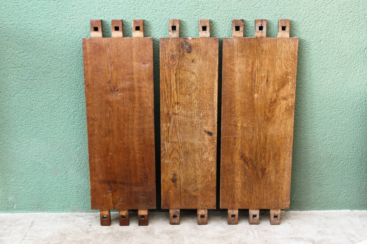 Brutalist oak shelving unit, 1950s