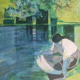 La blanchisseuse - lithograph signed - camille hilaire