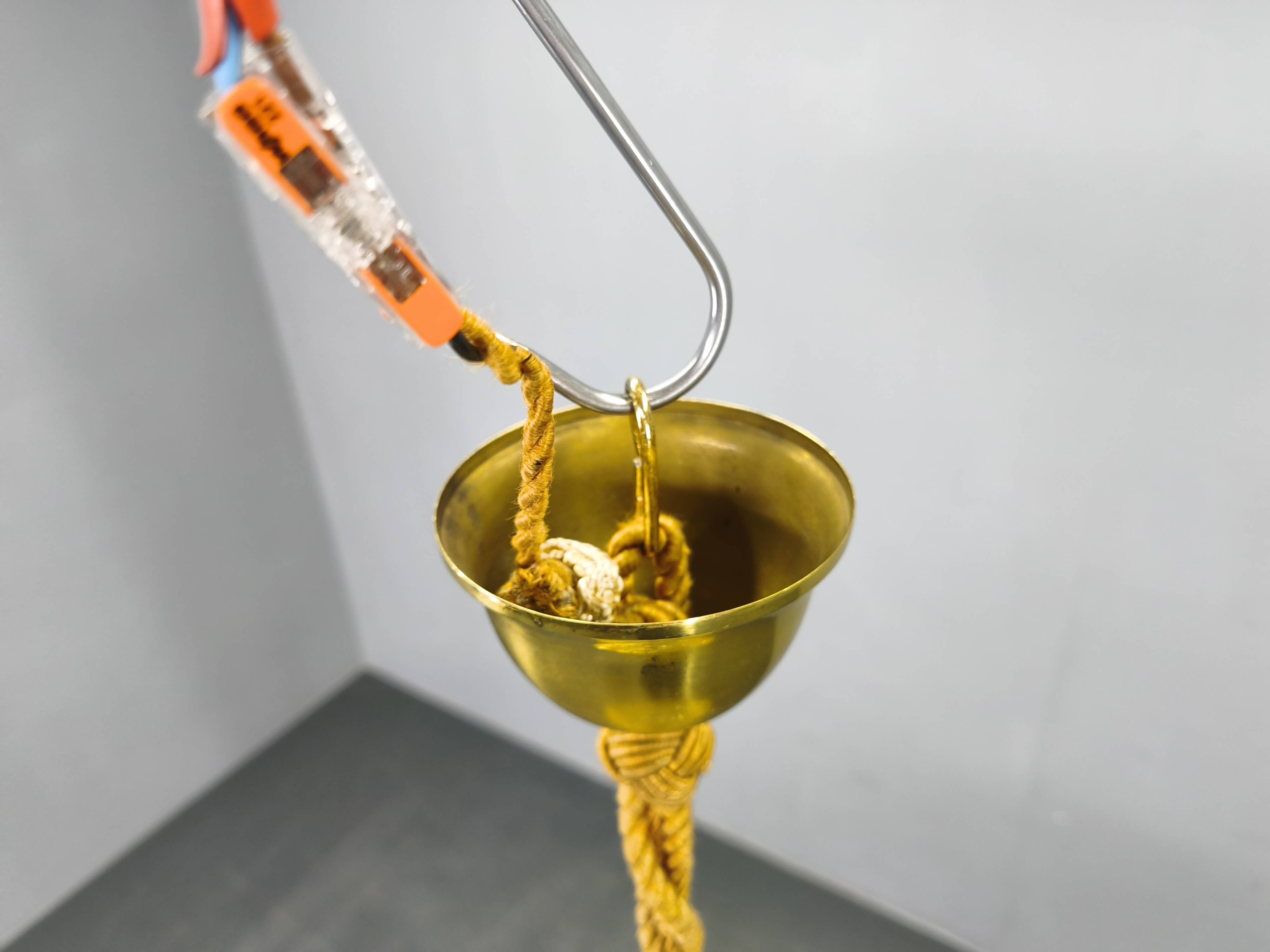 Art Deco Pendant Light, Marbled Glass and Brass, 1930s