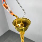 Art Deco Pendant Light, Marbled Glass and Brass, 1930s