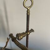 Lampe de notaire réglable Tulipe verre marmoréen 1900