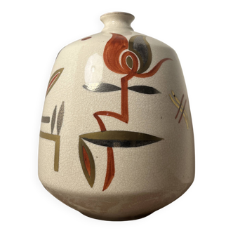 Vase en céramique à email craquelé - Gustave Asch