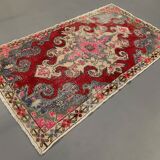 Vintage turkish oushak rug 225x130 cm shabby carpet ushak region medium
