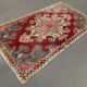 Vintage turkish oushak rug 225x130 cm shabby carpet ushak region medium