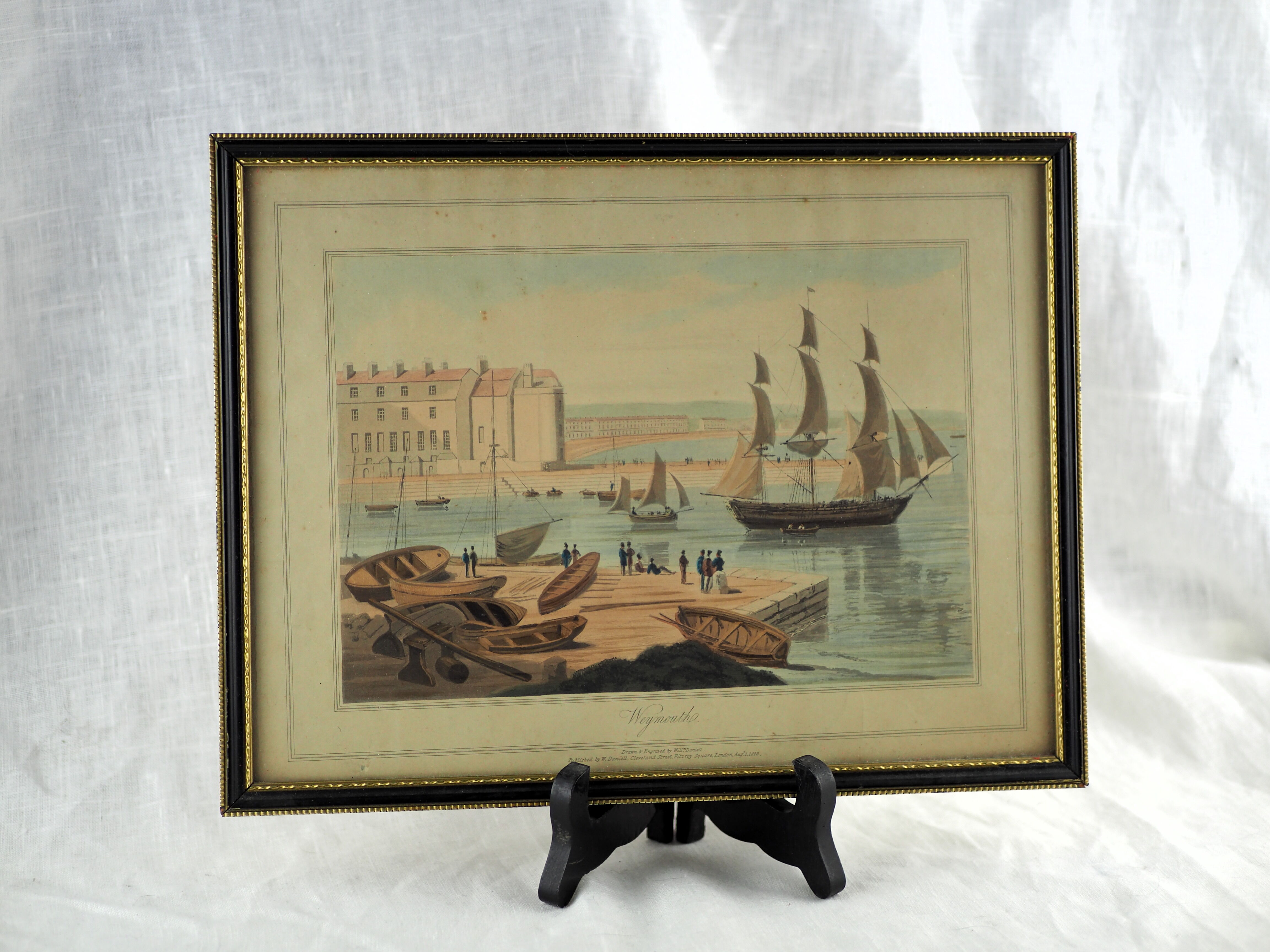 Lithograph seen from Weymouth Harbour - William Daniell - 19th century