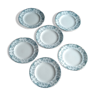 6 assiettes plates Longwy modèle Germain de couleur gris vert