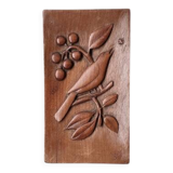 Carved wooden painting, wall sculpture, bird & plant decoration, 1924