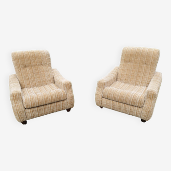 Pair of tweed armchairs