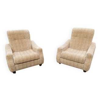 Pair of tweed armchairs
