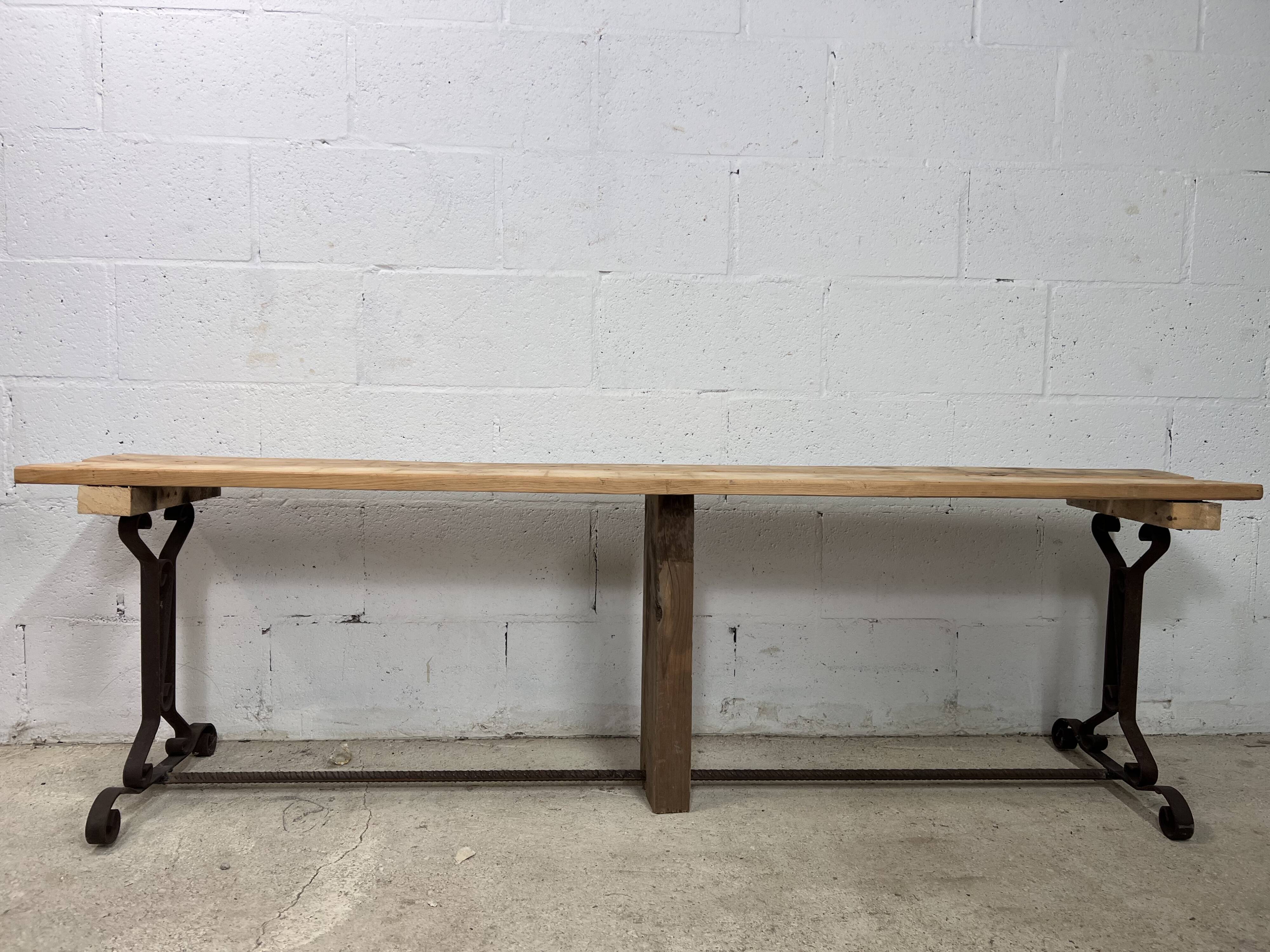 Bench with rustic base