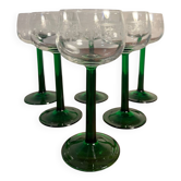 6 verres à pied en verre ciselé