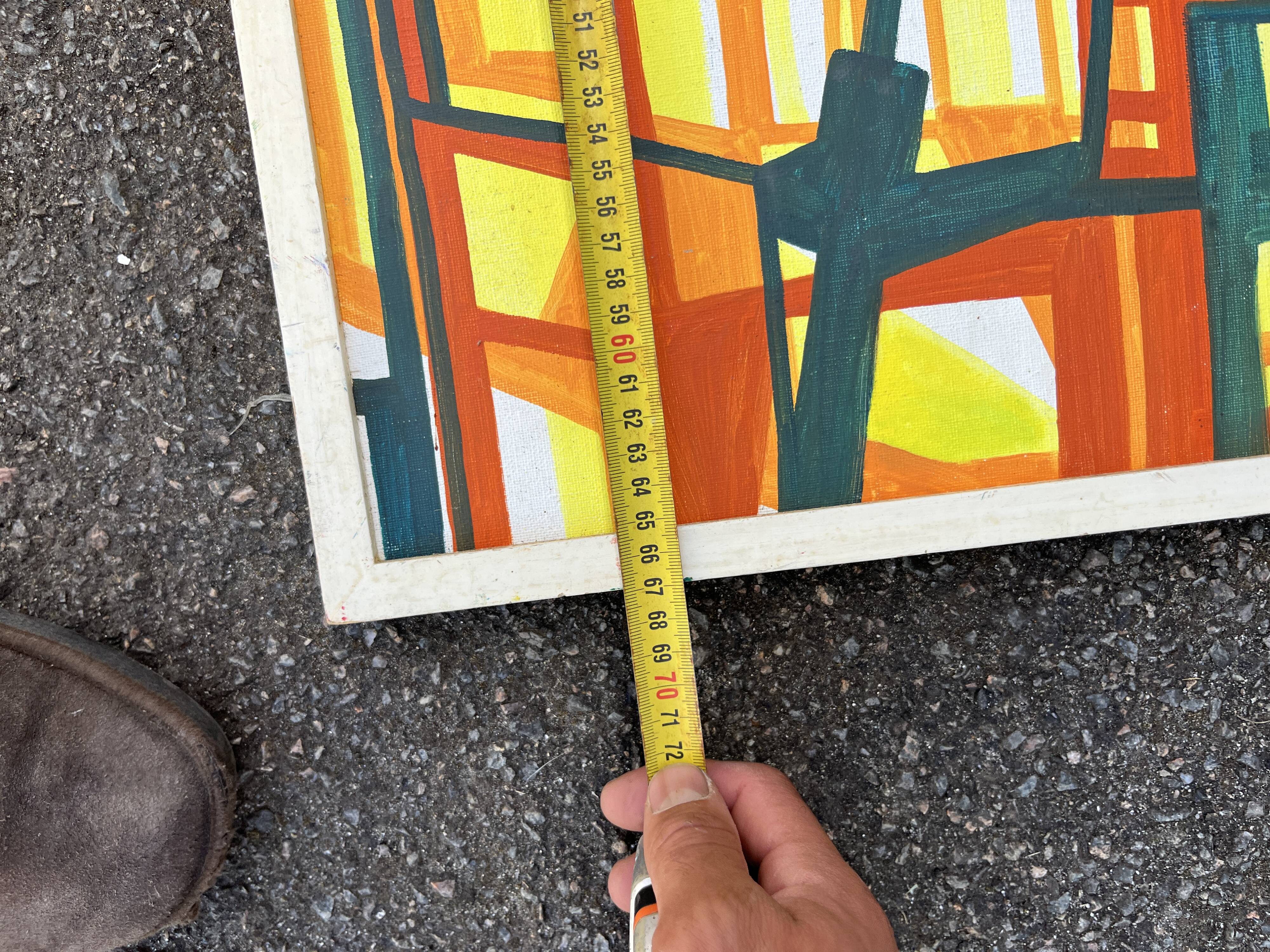 Abstract Cubist Table - Oil on Canvas Signed B. Géral
