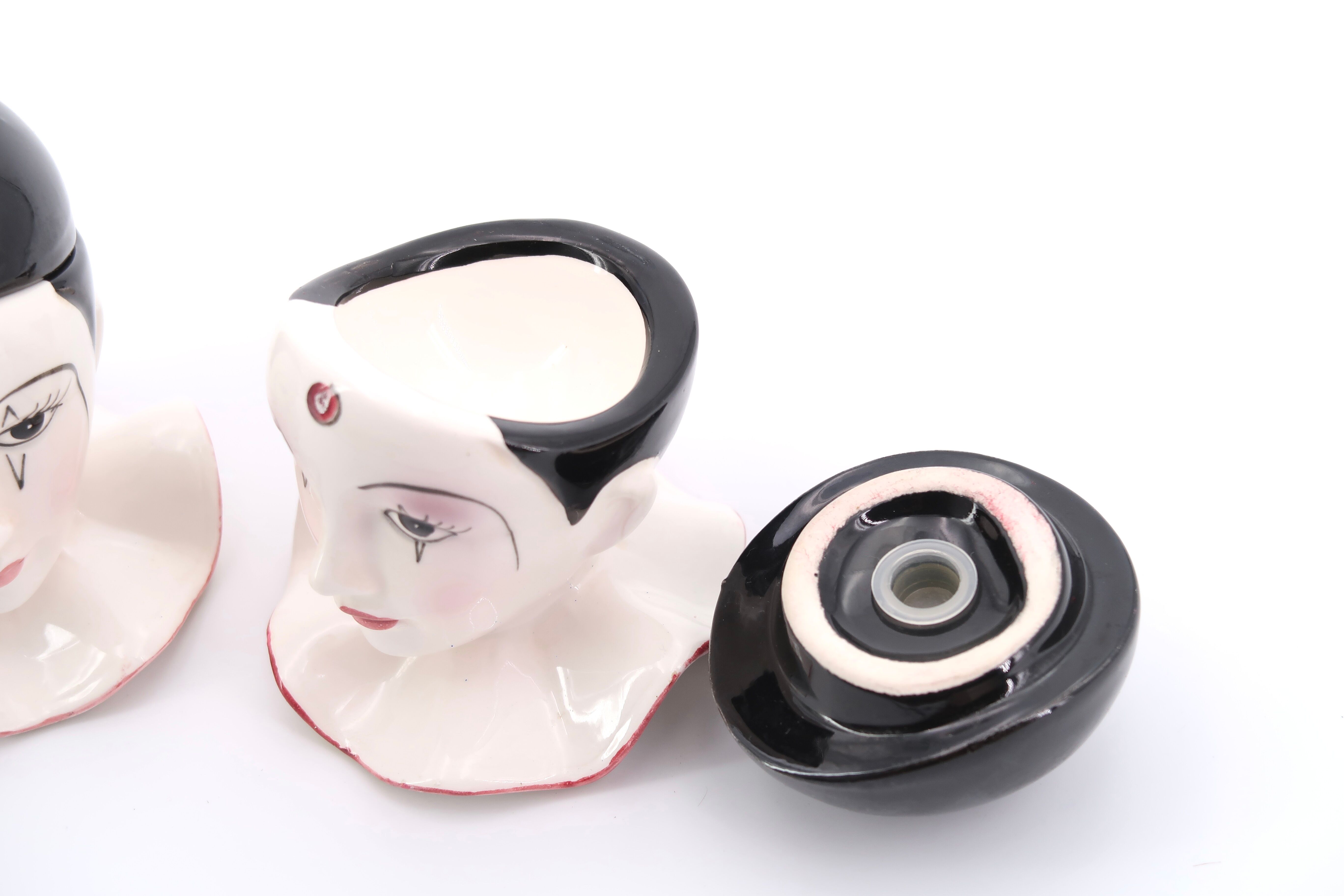 Pierrot porcelain salt shakers, 70s