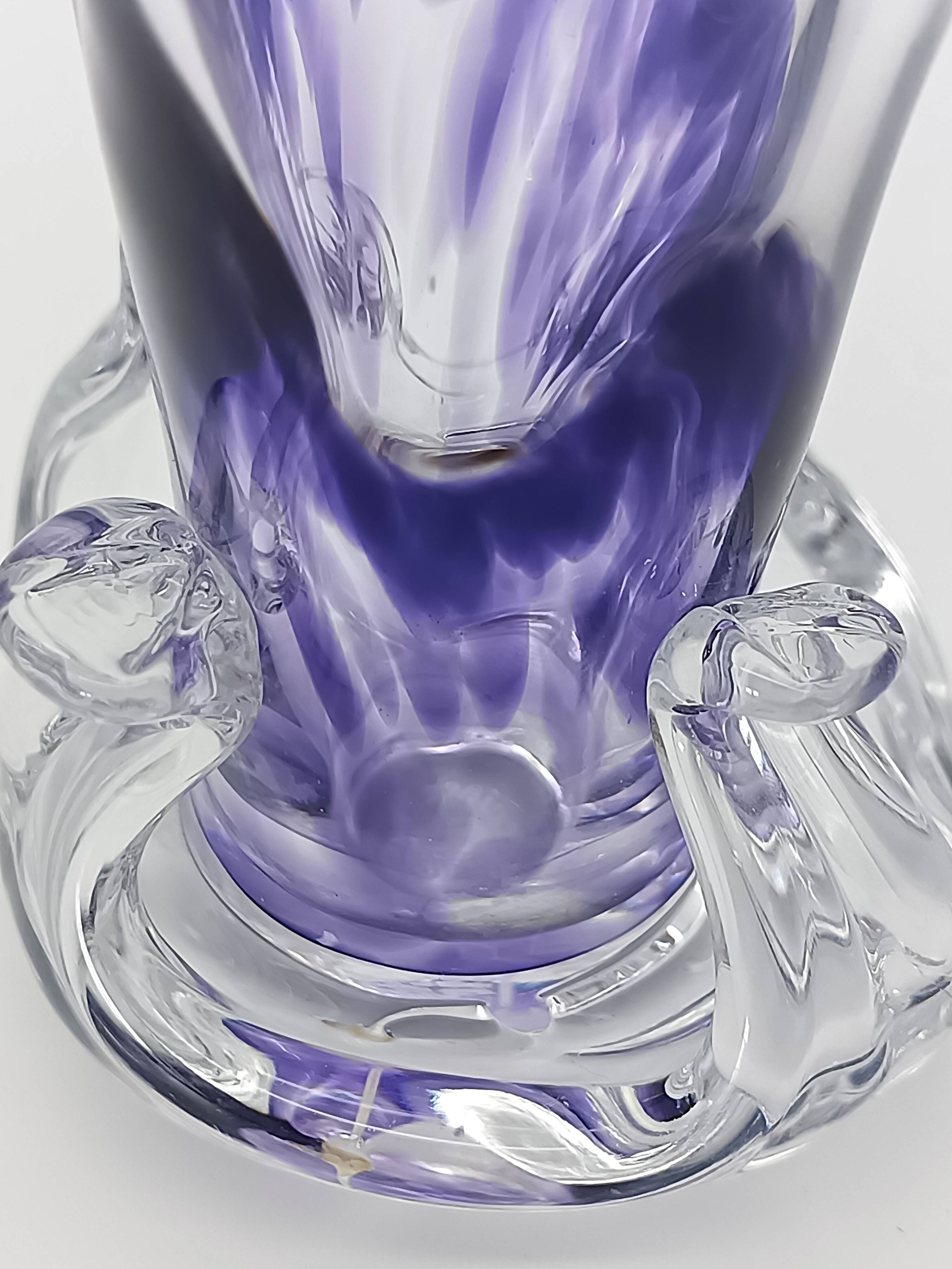 Vase Soliflore en Cristal d'Art – Michel Steiner Améthyste & Transparent