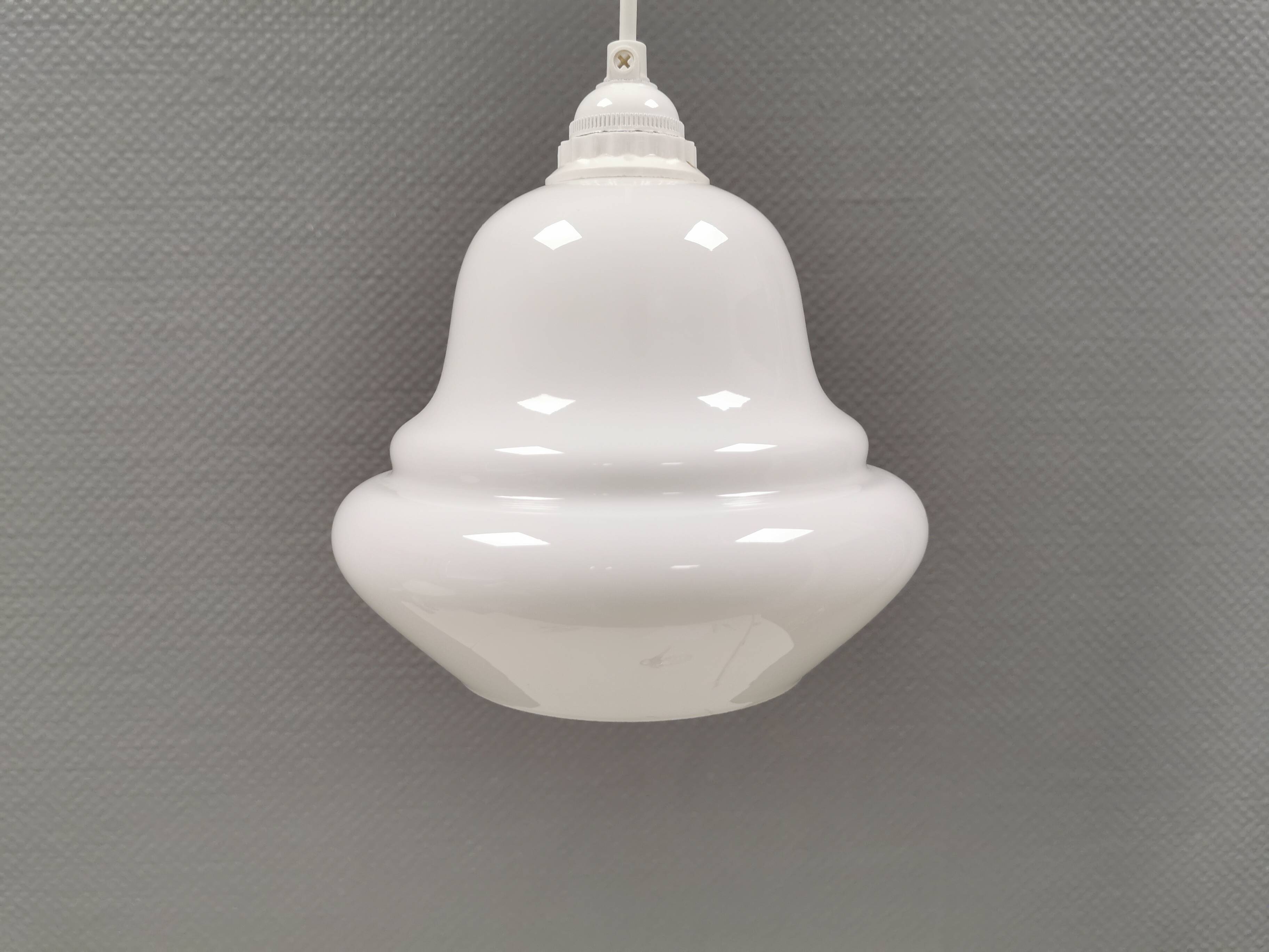 Small hanging lamp in opal glass, Danish and from the 1980s.