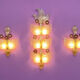 Trio / Ensemble de 3 appliques "Grand Hotel" par Barovier & Toso, Murano, Italie, années 1950. Verre vénitien avec de la poussière d'or et des fleurs en verre violet.