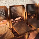 Suite of 4 folding chairs cannage 60s vintage