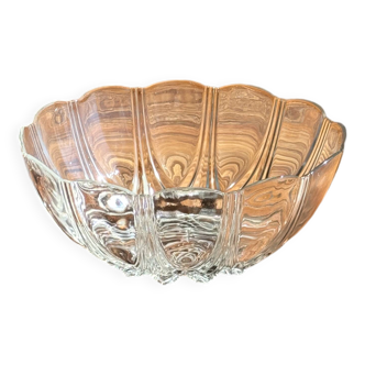 Small vintage Arcoroc Codec glass salad bowl with stylized petal patterns