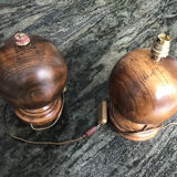 Pair of solid wood ball lamp bases