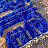 Klein blue and modern mustard yellow Berber rug