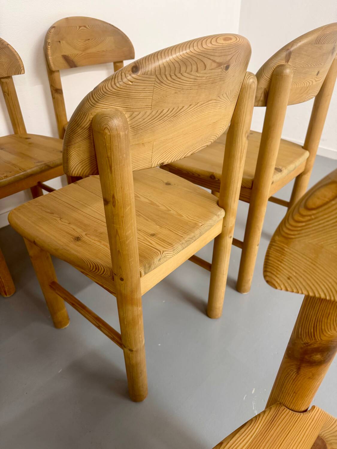 Set of 6 solid pine chairs in Scandinavian design by Reiner Daumiller.