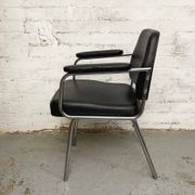 Space Age Black Leather Armchair, 1970s