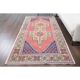 Vintage Turkish Oushak handmade wool cotton pink area rug 131x253