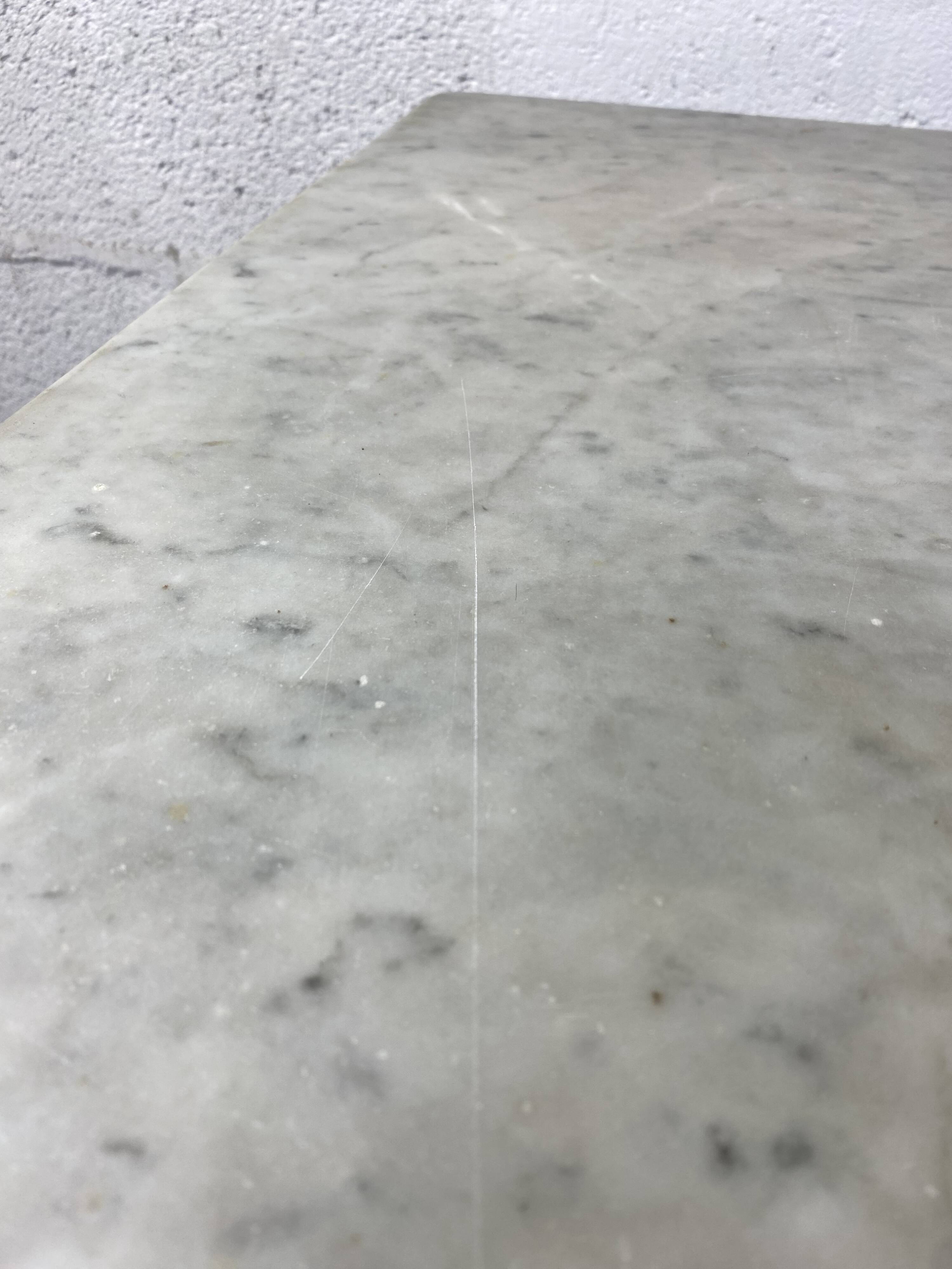 Set of two bistro tables in marble and wrought iron