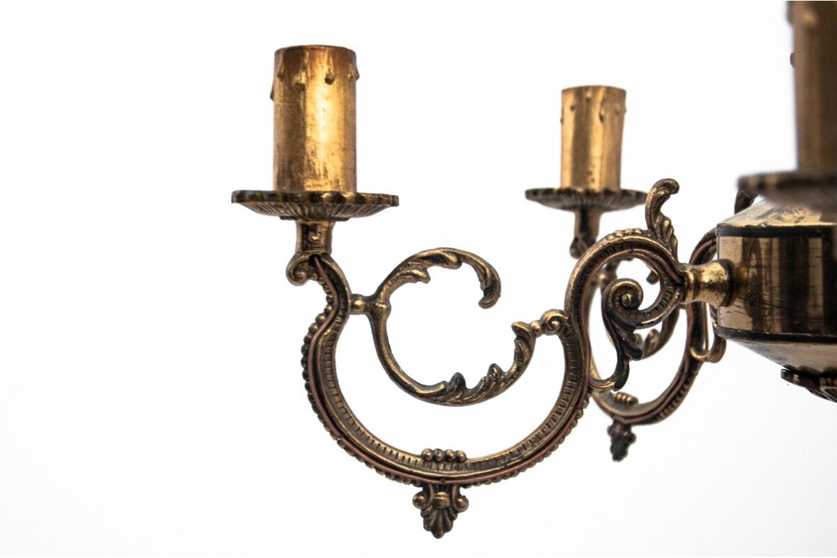 Brass chandelier, Poland, 1950s