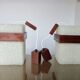 Pair of Scandinavian pendant lights in teak and perspex, 1970s.