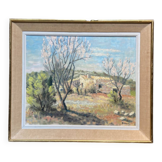 Framed by a landscape signed Mouries annotated "March 64".