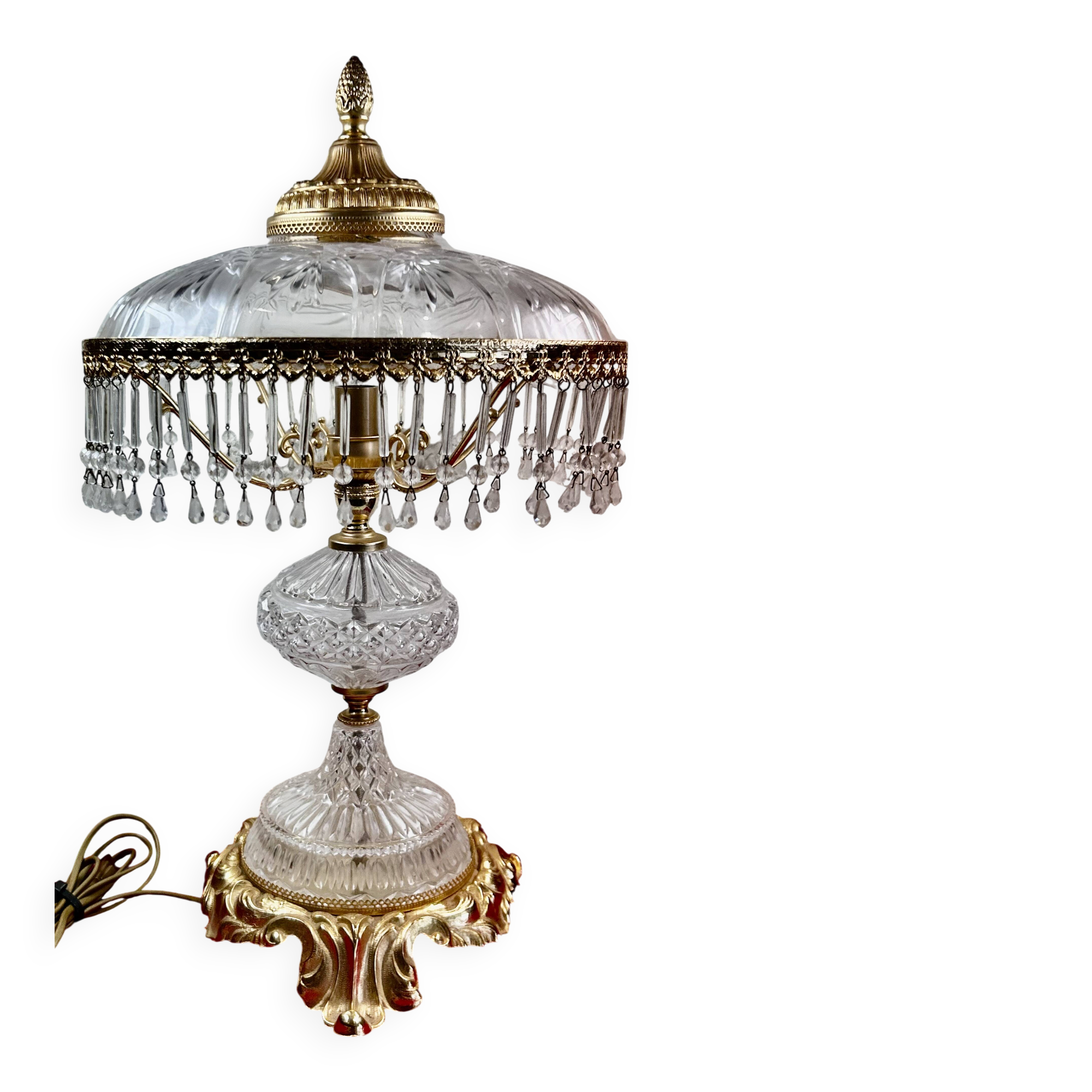 Italian style table lamp, glass artist Charles Balembois, glass & B