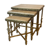 Pull-out table / end of vintage brass sofa signed USINOR