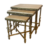Pull-out table / end of vintage brass sofa signed USINOR