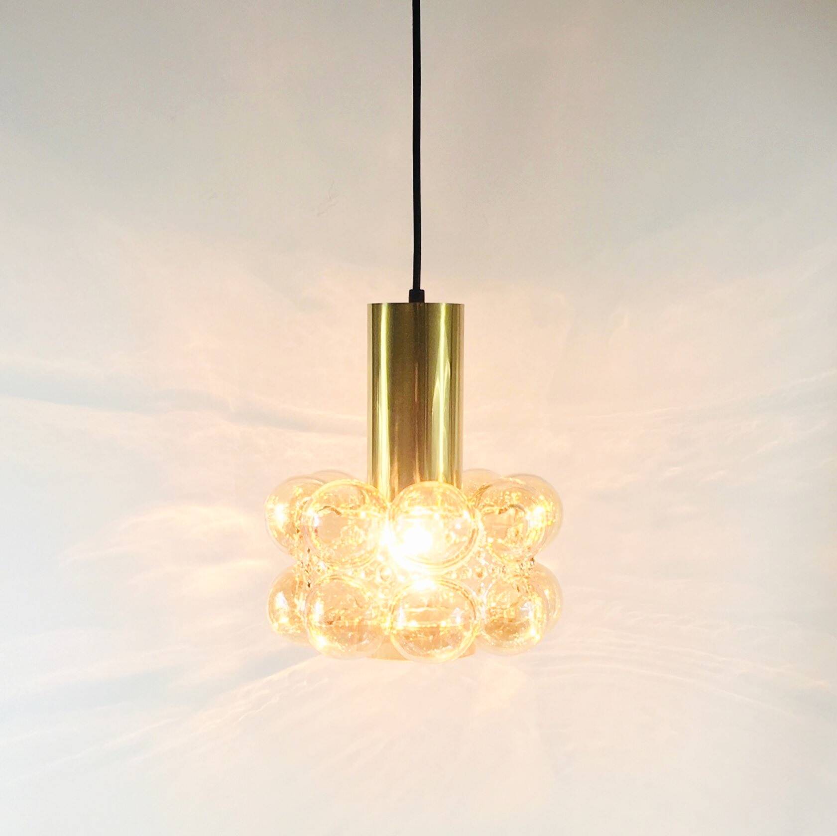 Mid-Century Modern Amber Bubble Glass Ceiling Light by Helena Tynell for Limburg, Germany, 1960s