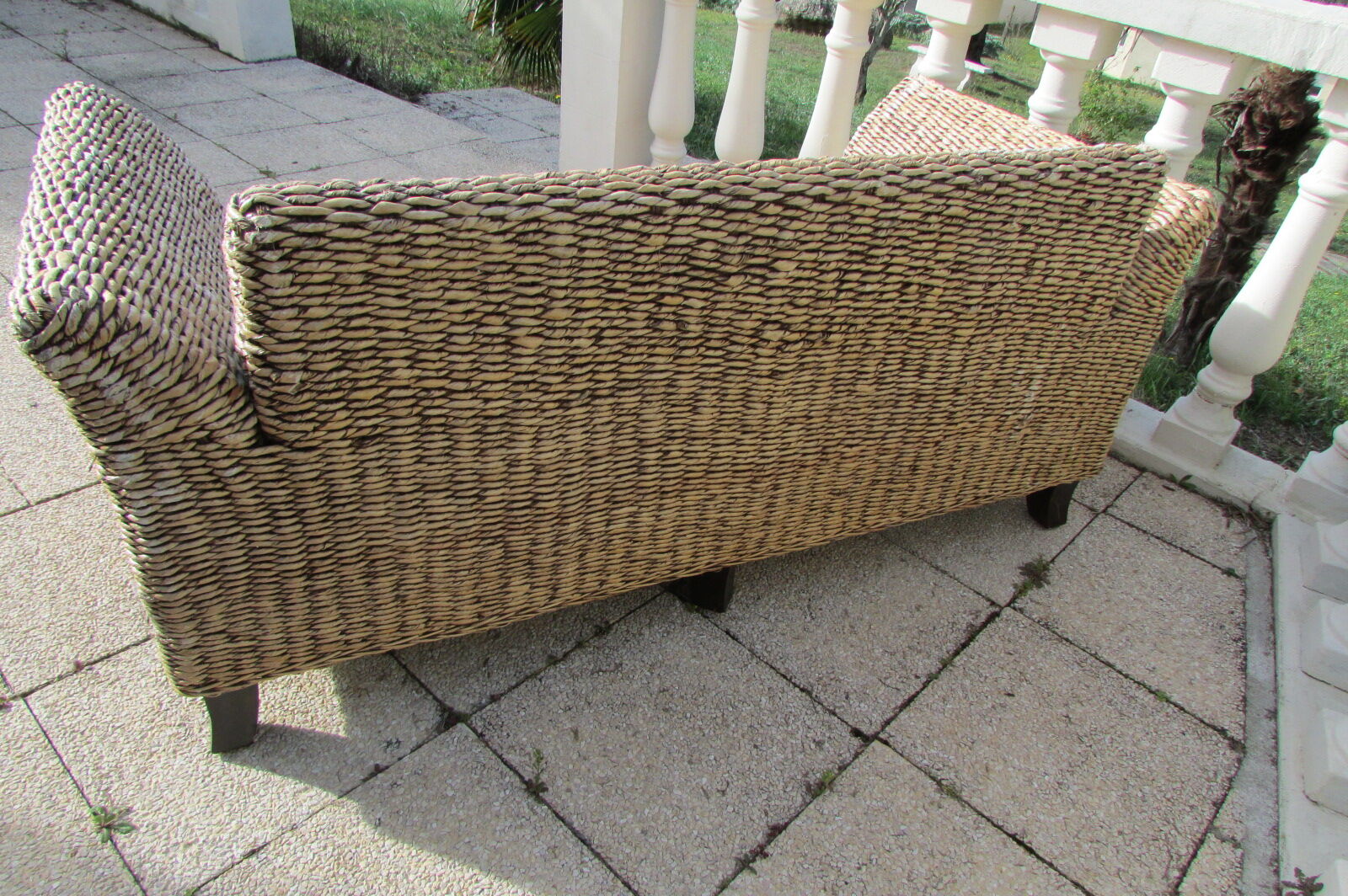 Bench in braided banana leaves