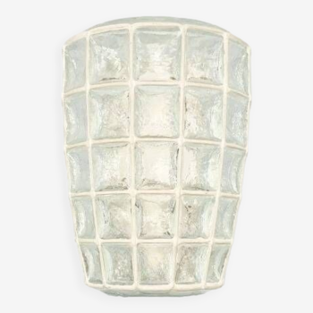 Mid-Century Glass & White Iron Wall Light/Sconce from Limburg, Germany, 1960s