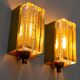 Set of 2 Vitrika Atlantic Wall Lamps in Clear Glass with Brass-Gold Frames