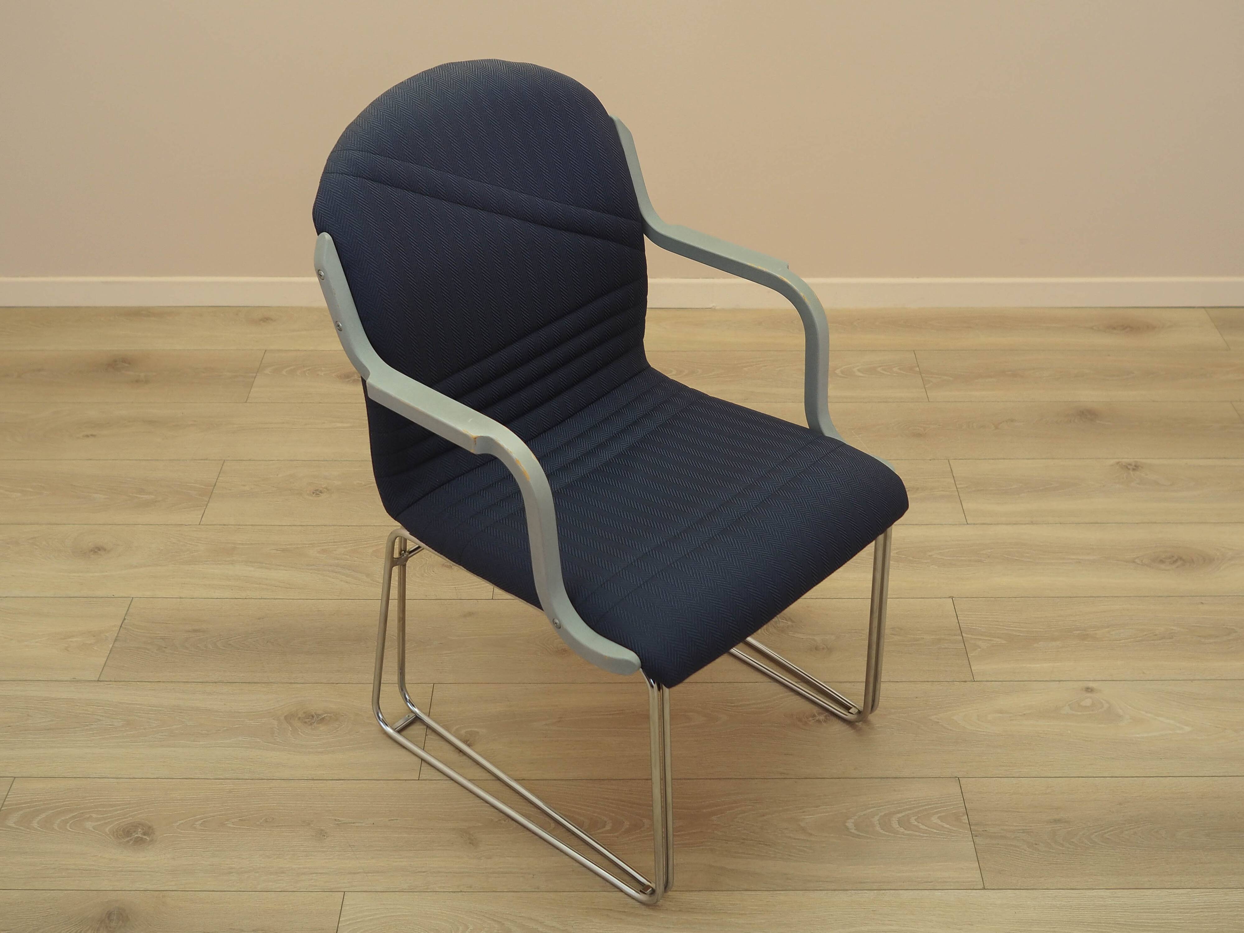 Italian cantilever chair 1990s blue fabric upholstery