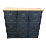 Meuble de rangement industriel Vandex Ronéo 15 clapets bois métal