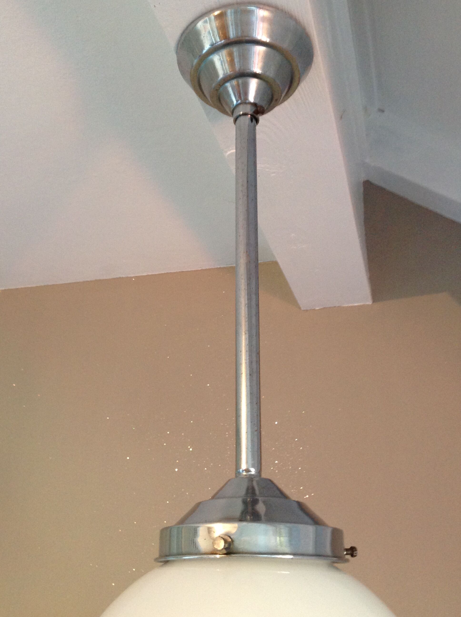 White opaline globe hanging lamp