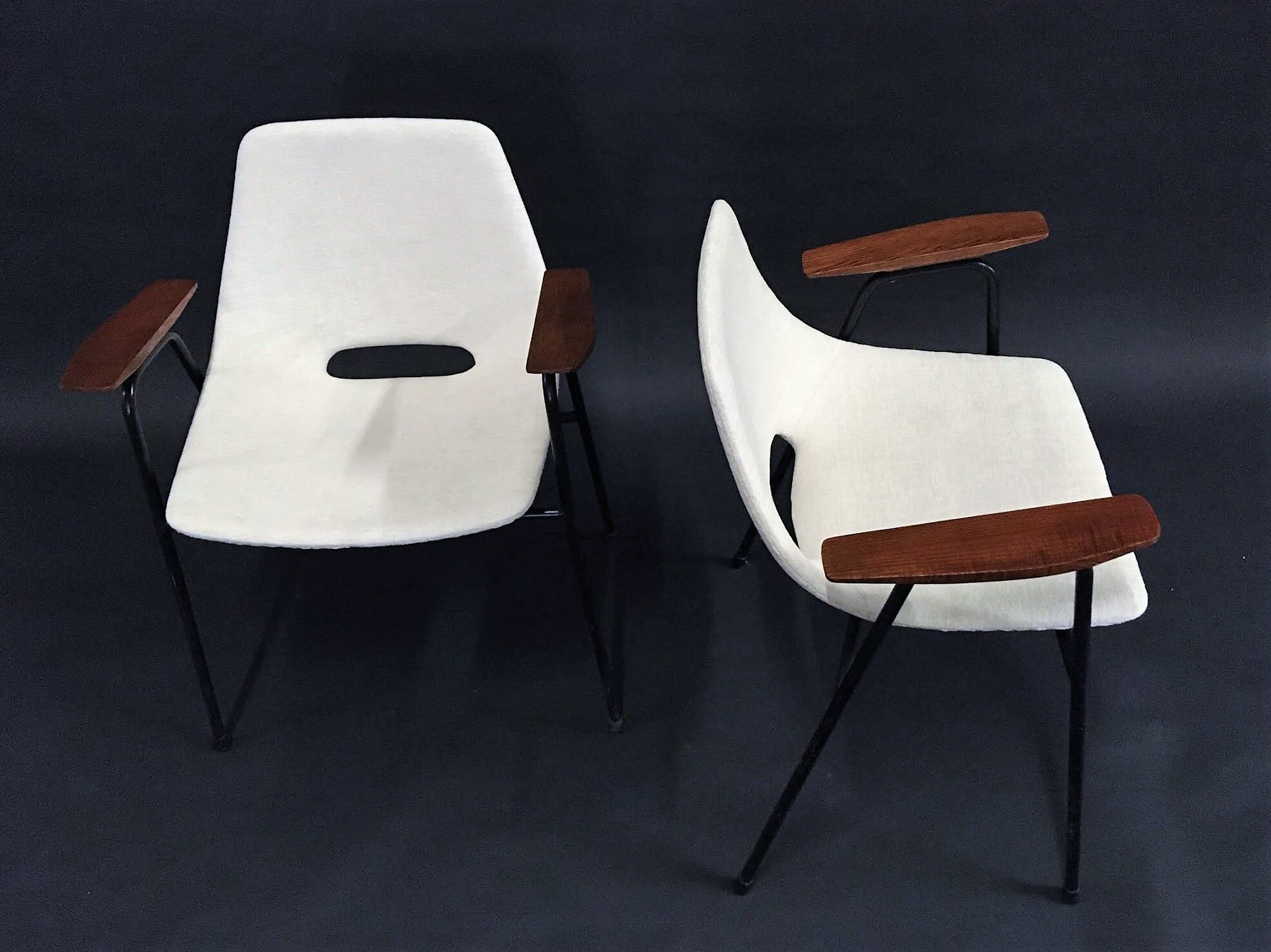 Pair of bridge armchairs, barrel model by Pierre Guariche, Steiner edition 1954