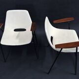 Pair of bridge armchairs, barrel model by Pierre Guariche, Steiner edition 1954