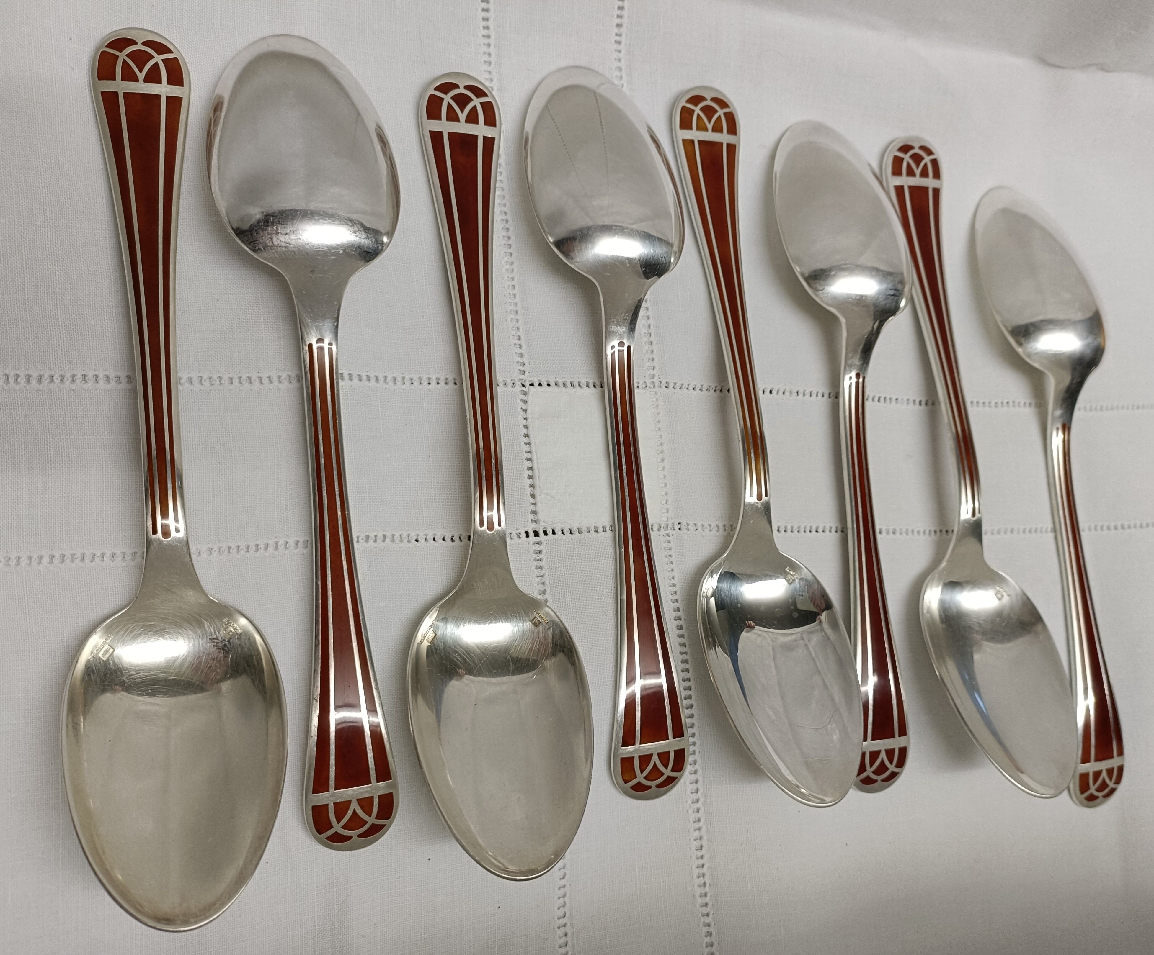 Lot 73 cutlery christofle model talisman lacquer of china color siena