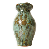 Small clay ceramic vase with glazes signed Sandrine, 2007